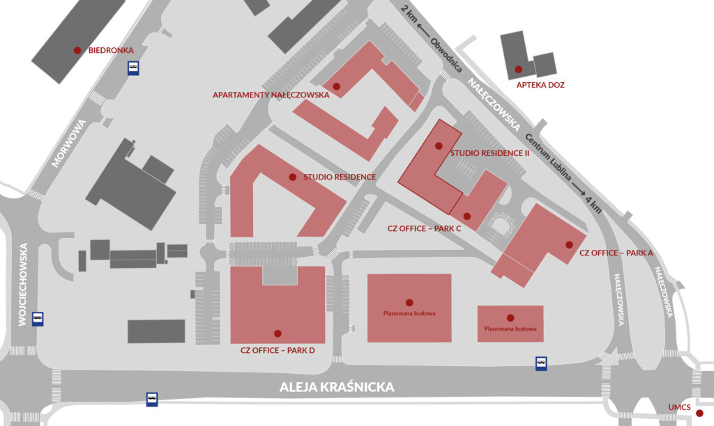 Plan kompleksu Centrum Zana przy ul. Nałęczowskiej w Lublinie